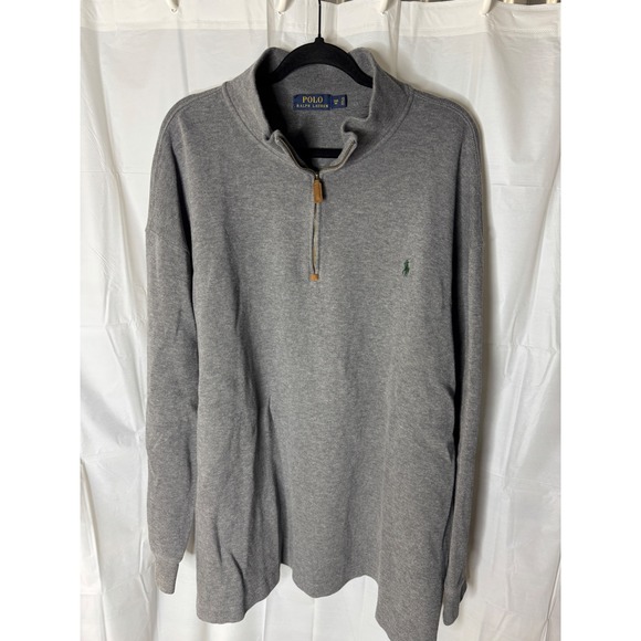 Polo Ralph Lauren Mens 3XB Gray Quarter Zip Long Sleeve Pullover Sweater - Picture 1 of 8